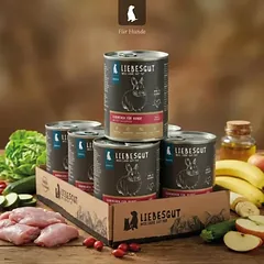Liebesgut Hundefutter Kaninchen mit Gemüse und Obst