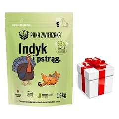 Paka Zwierzaka - katei sausas maistas kalakutiena ir upėtakis Kačiukai "S'' 1,6kg + Staigmena katei