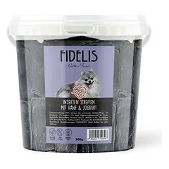 FIDELIS vabzdžių juostelės su kanapėmis ir probiotiniu jogurtu, skanėstai šunims (500 g kibiras)