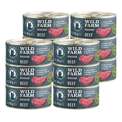 WILD FARM Mousse Beef 12x85g - putėsiai be grūdų katėms