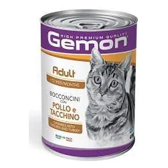 Gemon Wet Cat Chunkies drėgnas maistas vyresnio amžiaus katėms su vištiena ir kalakutiena, 415 g