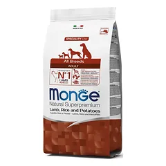 Monge All Breeds Adult Monoprotein su ėriena, ryžiais ir bulvėmis, sausas maistas šunims 2,5 kg parduotuvėje e-zoo.lt