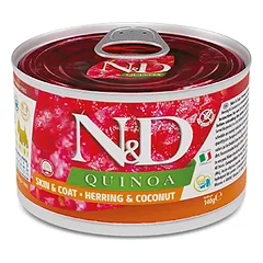 FARMINA N&D QUINOA – DOG Wet Herring&Coconut ADULT MINI 140 g (pak.6)