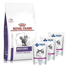 ROYAL CANIN Neutered Satiety Balance 1,5kg + ENZO VET Sterilizuota su veršiena padaže 3x100g