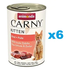 ANIMONDA Carny Kitten Beef&Turkey 6x400 g jautiena ir kalakutiena kačiukams