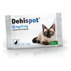 Dehispot užlašinamasis tirpalas nuo kirminų ir kaspinuočių vidutinėms katėms, 60 mg/15 mg — 2 nuotrauka