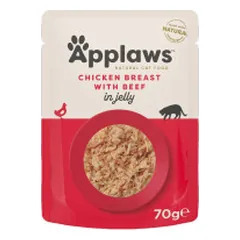 Applaws Cat Pouch in Jelly guliašas su vištiena ir jautiena katėms
