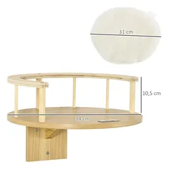 Sieninis kačių gultas su apsauginiu krašteliu ir pagalvėle, Ø34 x 10,5 cm, ąžuolo ir kreminės baltos spalvos — 3 nuotrauka