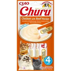 INABA Churu vištienos ir jautienos skonio skanėstas katėms 4x14g