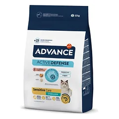 Advance Cat Sensitive Sterilized Salmon pilnavertis sausas maistas suaugusiems sterilizuotiems katėms su jautria virškinimo sistema, 10 kg