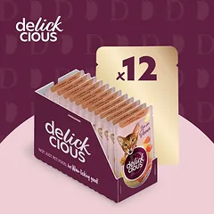 Delickcious™ juostelės kreminėje sriuboje katėms – lašiša ir sūris (konservai)