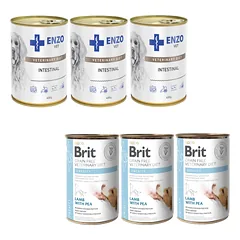 BRIT GF Veterinary Diets Dog Obesity 3x400g + ENZO VET Žarnyno dieta šunims su ėriena 3x400g