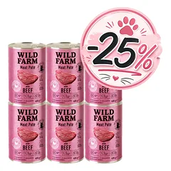 WILD FARM Paštetas su jautiena 6x400g - maistas katėms be glitimo