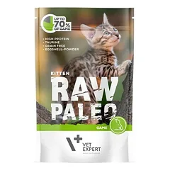 RAW Paleo Kitten Game monoproteininis maistas be grūdų kačiukams su medžiojamojo žvėries mėsa, 100 g