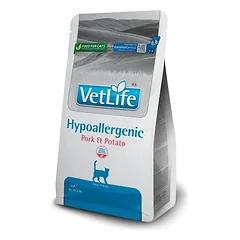 Farmina Vet Life Hypoallergenic Pork & Potato sausas maistas katėms su ingredientų netoleravimu, 400 g