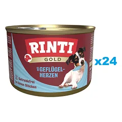 RINTI Gold Poultry hearts Mini Naminių paukščių širdys mažiems šunims 24x185g