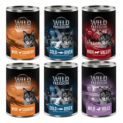 Wild Freedom kombinuotas rinkinys: 24 x 400 g Adult drėgnas maistas katėms + 3 x 45 g RAW, Wide Country - Huhn pur + Hühnerherzen — 3 nuotrauka