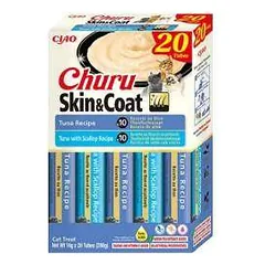 Churu Skin & Coat kreminis skanėstas su tunu ir šukutėmis katėms, 20x14 g