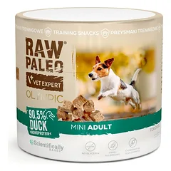 RAW PALEO Olympic Duck Mini 90g antis, hipoalerginis monoproteininis treniravimo skanėstas šunims