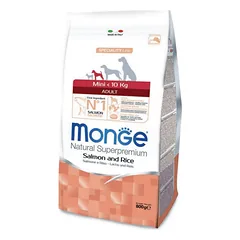 Sausas pašaras šunims MONGE Dry Dog Spec. Line Mini Adult Salmon & rice 0,8kg