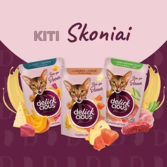 DELICKCIOUS konservuotas pašaras su lašiša ir midijomis suaugusioms katėms, 85 g — 5 nuotrauka