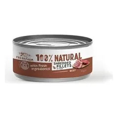 Prefera Fresh Farm Cat Shredded fillets in sauce su jautiena ir vištiena visavertis drėgnas maistas katėms su jautiena ir vištiena, 70 g