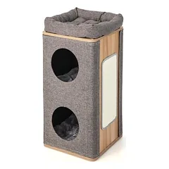 GIANTEX Katzenhaus Mit 3 Ebenen Und Abnehmbarer Sisal-Kratzmatte