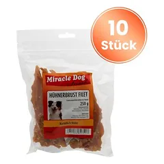 Miracle Dog vištienos krūtinėlės filė 10 x 250 g, skanėstai šunims