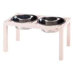Ferplast Napfhalter aus Holz mit Edelstahlnäpfen für Hunde DESCO WOOD