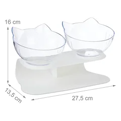 Kačių šėrimo stovas Relaxdays, 2 dubenėliai po 500 ml, Balta, 27,5 × 16 × 13,5 cm — 4 nuotrauka