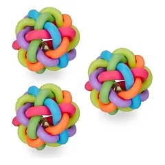 3er-Set Bälle für Katzen und Hunde, 6 cm – mit Glöckchen, buntes Spielzeug