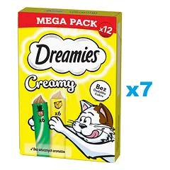 DREAMIES Creamy MEGA PACK papildomas ėdalas su sūriu ir katžole 84x10 g