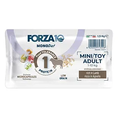 Forza10 Mini & Toy Mono DIET Low Grain su ėriena ir ryžiais sausas maistas mažų ir miniatiūrinių veislių šunims su maisto netoleravimu, 1,5 kg — 3 nuotrauka