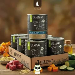 Liebesgut Hundefutter Bio-Rind mit Bio-Hirse und Bio-Kürbis