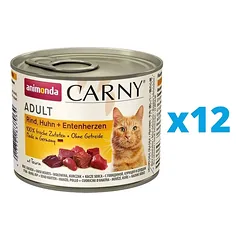 ANIMONDA Carny Adult rinkinys su jautiena, vištiena ir vištos širdelėmis 6 x 200 g 12 x 200 g