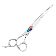 Kenchii Five Star Offset Left Curved Scissors - kirpimo žirklės kairiarankiams, lenktos, su poslinkiu, 8" — 4 nuotrauka