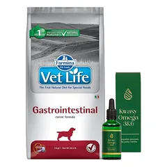 FARMINA Vet Life Dog Gastrointestinal 12kg + LAB-V Omega 3 ir 6 riebalų rūgštys bendrai šunų ir kačių sveikatos, kailio ir odos būklei gerinti 100ml