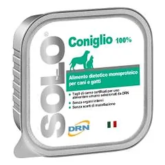 DRN Solo Coniglio monoproteininis drėgnas maistas šunims ir katėms su triušiena, 100 g