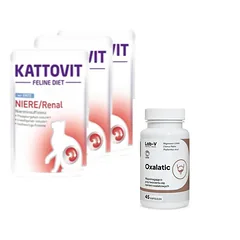 Kattovit Niere/Renal ančių 3x85g paketėlis + LAB-V Oxalatic - Pagalba katėms, kai susidaro oksalatiniai akmenys 45 kapsulės