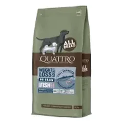 QUATTRO ADULT All Breed WEIGHT LOSS begrūdis sausas pašaras šunims su žuvimi