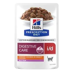 Hills Prescription Diet i/d Kitten Digestive Care drėgnas maistas virškinimo probelmų turintiems kačiukams, su vištiena, 85 g