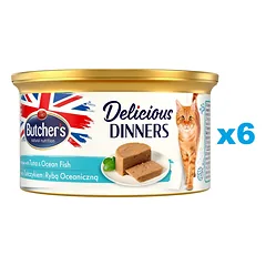 BUTCHER'S Classic Delicious Dinners konservai putėsiai su tunais ir jūrų žuvimi 85 g x 6