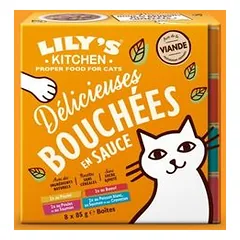 LILY'S KITCHEN – begrūdžiai maisto kąsneliai katėms, multipakas 8 x 85 g, drėgnas maistas