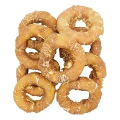 Bubu PETS rawhide ring with chicken 10cm – buivolo oda apvynioti vištienos mėsos žiedai, 500g — 2 nuotrauka