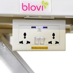 Blovi Callisto Pro - lift table with electric socket and accessory shelf, top x 65cm, Czarny / 125cm — 2 nuotrauka
