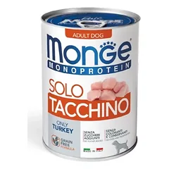 Monge Monoprotein paštetas, tik kalakutiena, drėgnas maistas šunims 400 g parduotuvėje petshop.lt