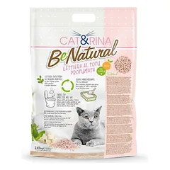 Cat&Rina BeNatural Tofu kraikas - augalinės kilmės kvapnus kačių kraikas, persikų kvapo, susiformuojantis, biologiškai skaidūs granulės - 5.5L (2.45kg)