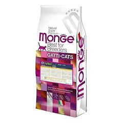 Monge BWild Grain Free Adult Cat Hare be grūdų sausas maistas suaugusiems katėms su kiškio mėsa, 10 kg