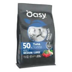 Oasy Grain Free Adult Medium/Large sausas pašaras su tunu didesnių veislių šunims - Pet24