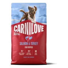 CARNILOVE Active Dog Salmon & Turkey Puppies 4 kg lašiša ir kalakutas, augantiems šuniukams